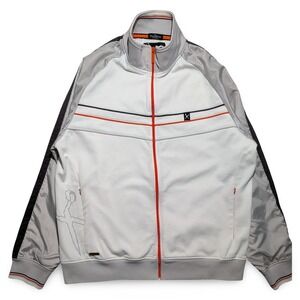 Marc Ecko Cut & Sew Track Jacket Men's XXL Zip Up White Gray Orange